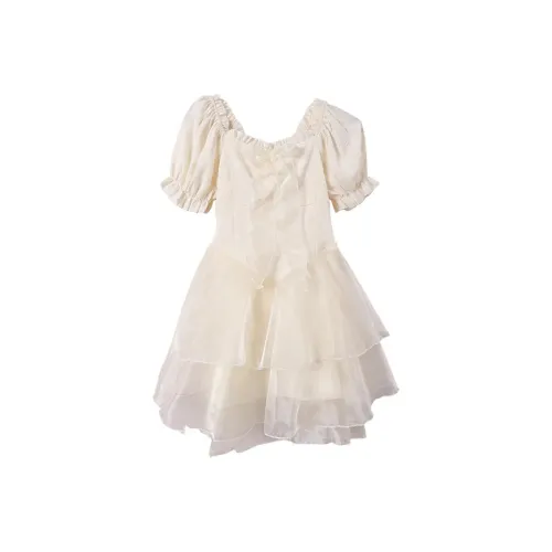 Local Gal Короткий рукав Платье Женское Абрикос