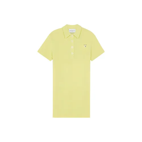 Maison Kitsune Светло-желтые Женские Короткие Платья с Рукавами