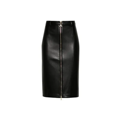 Patrizia Pepe SS24 Кожа Длинная Юбка Женская Черная