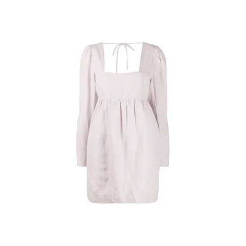 GANNI Бежево-розовый Женские Платья с Длинным Рукавом