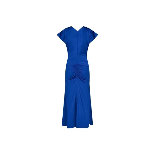 Victoria Beckham Blue Женские Короткие Платья с Рукавами