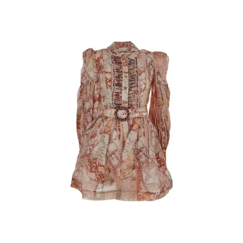 Zimmermann Апельсин Женские Длинные Платья с Рукавами