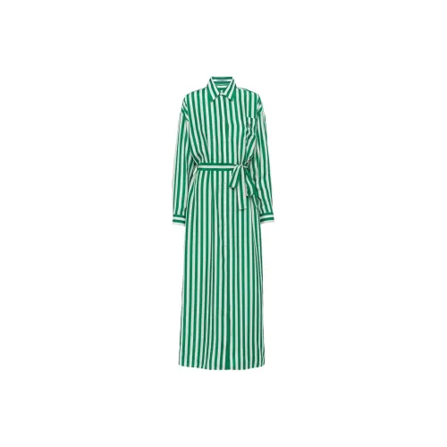 PRADA SS22 Длинное платье с длинным рукавом женское зеленое