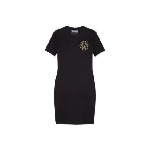 VERSACE JEANS COUTURE SS23 Короткий рукав Платье Женское Черное
