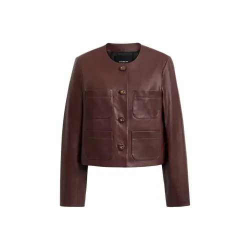 COACH FW24 Пуховая куртка Женская Бордовый цвет