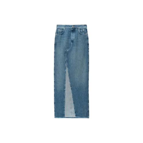 Alexander Wang SS24 Denim Long Skirt Women's Blue Александр Wang SS24 Деним Длинная Юбка Женская Синяя