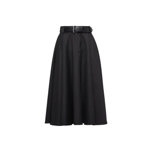 PRADA Угольно-серый Женские Кожаные Длинные Юбки