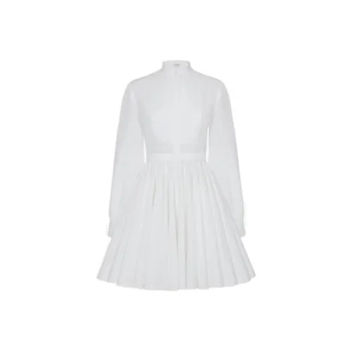 Alexander McQueen Белые Женские Длинные Платья с Длинными Рукавами