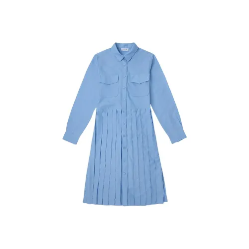 Платье с длинным рукавом от LACOSTE женское небесно-голубого цвета