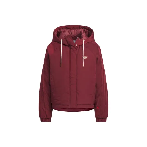 Adidas Originals AW24 Хлопковый пуховик женский темно-красный