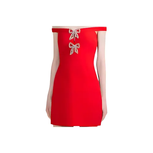 Self Portrait FW22 Без рукавов Платье Женское Красное