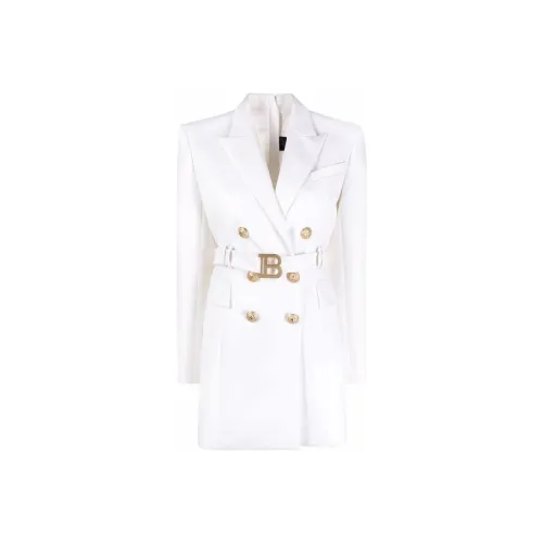 BALMAIN Белое Женское Длинное Платье с Рукавами