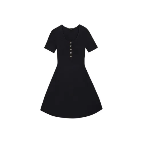 Maje Короткий рукав Платье Женское Черное