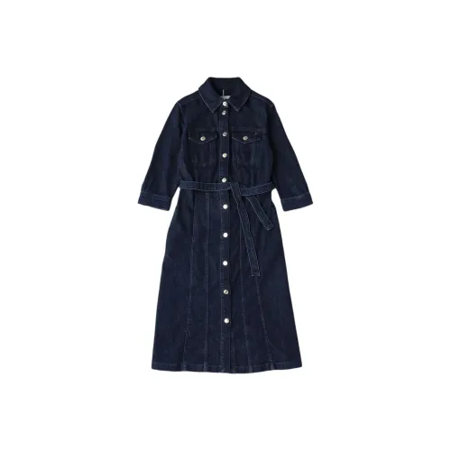 Tommy Hilfiger Индиго Женские Длинные Платья с Рукавами