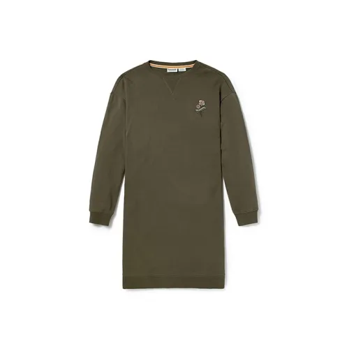 TIMBERLAND Армейский зеленый Женские Длинные Платья с рукавами