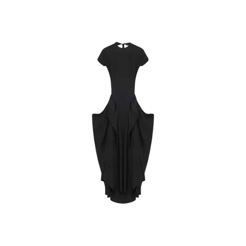 LOEWE SS24 Короткое платье с короткими рукавами женское черное