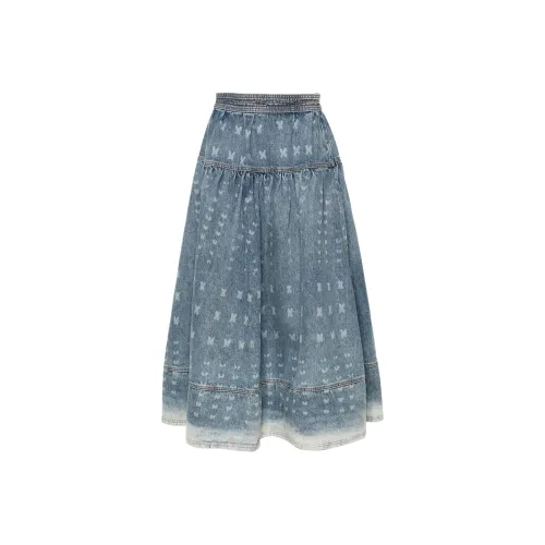 Ulla Johnson Индиго Женские Джинсовые Длинные Юбки