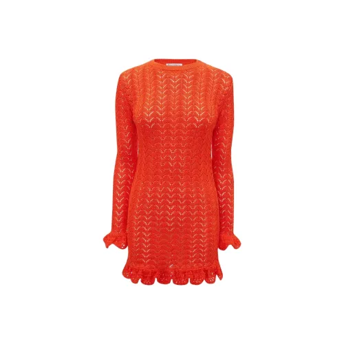 JW Anderson Апельсиновые Женские Длинные Платья с Рукавами