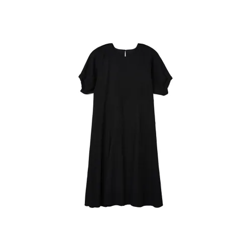 IEW.H Black Без ремня Женские Короткие Платья с рукавами