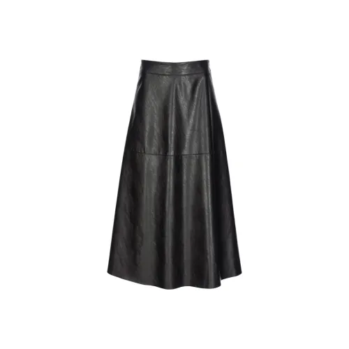 PINKO SS24 Кожа Длинная Юбка Женская Черная