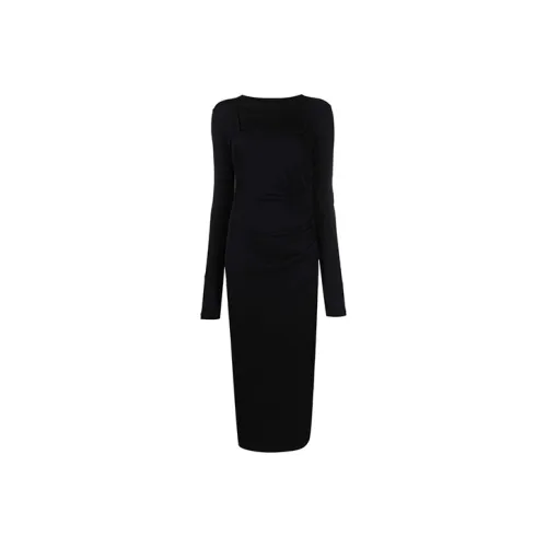 Helmut Lang Черное Женское Длинное Платье с Рукавами