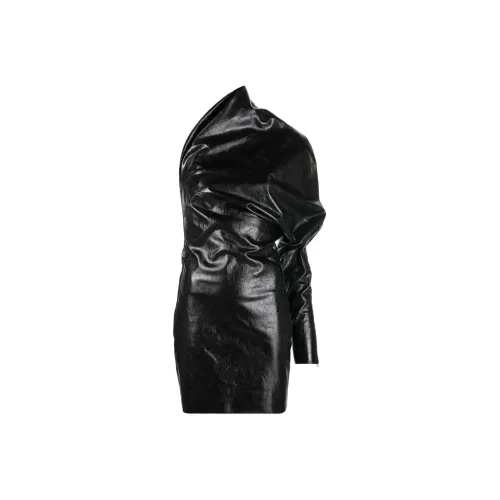 RICK OWENS Черное Женское Длинное Платье с Рукавами