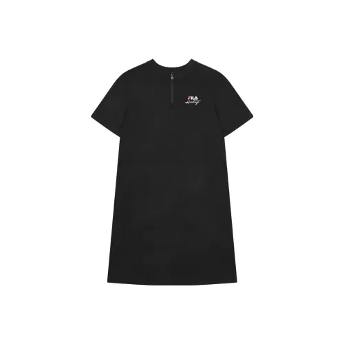 FILA Черное Женское Короткое Платье с Рукавами