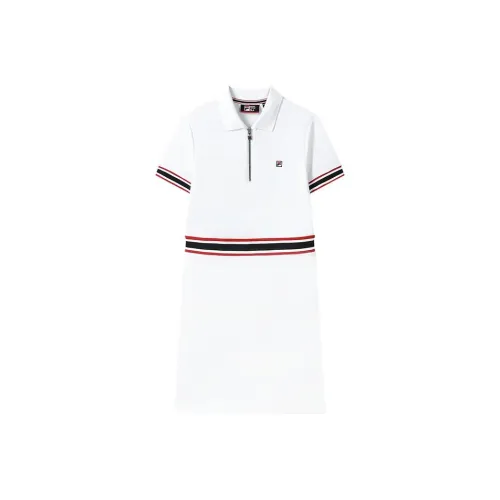 FILA белый WT Женские Платья с коротким рукавом