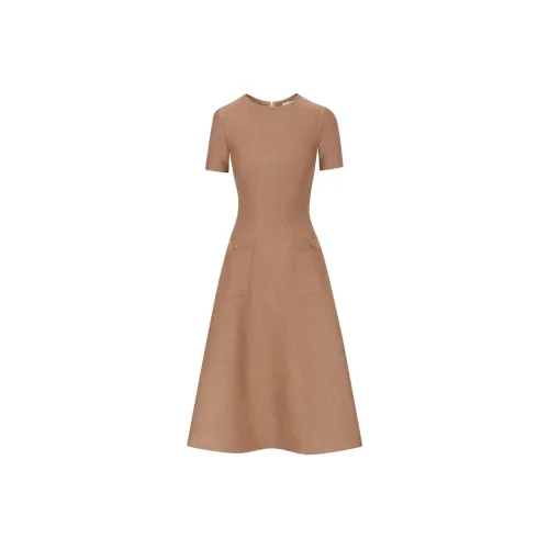 Oscar De La Renta FW24 Длинное платье с длинными рукавами женское французский кофе