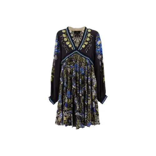 ETRO Черное Женское Длинное Платье с Рукавами