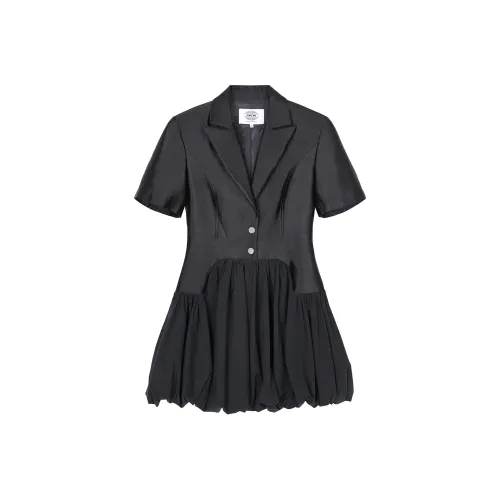 ZINGME Black Женские Короткие Платья с Рукавами