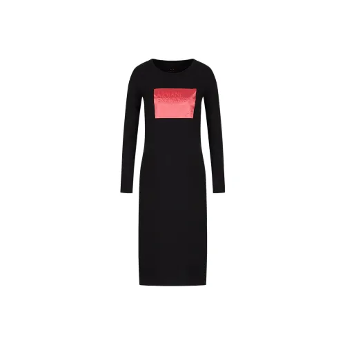 ARMANI EXCHANGEAE FW22 Длинное Платье с Длинными Рукавами Женское Черное