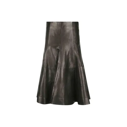 KHAITE Кожа Длинная Юбка Женская Черная