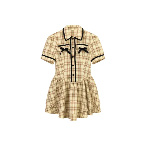 Peiyue Hanbok Хаки Женские Короткие Платья с Рукавами