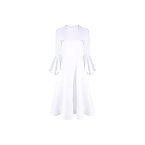 JIL SANDER Белое Женское Длинное Платье с Рукавами