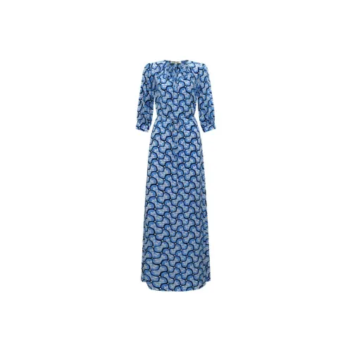 DVF Diane Von Furstenberg Длинное платье с длинными рукавами женское синее