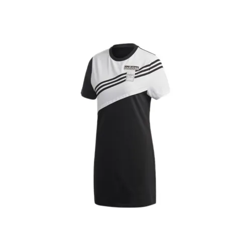 Adidas Originals Короткий рукав Платье Женское Черное