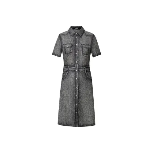 KARL LAGERFELD Короткий рукав платье женское серое