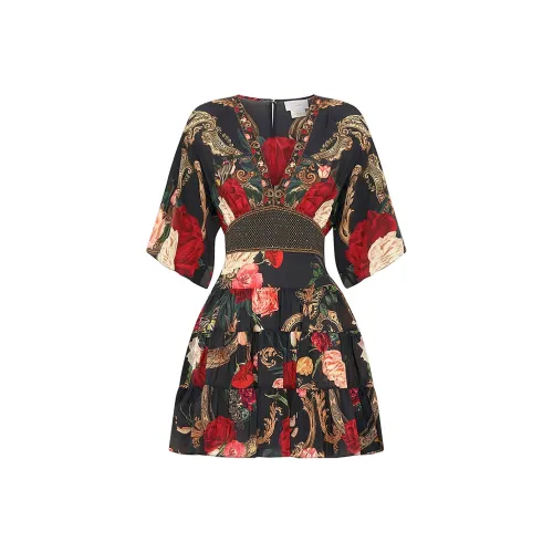 CAMILLA FW24 Короткое платье с короткими рукавами женское черное