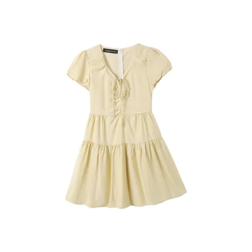 EIDOLON GRAIN Короткий рукав Платье Женское Желтое