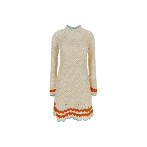 SportMax Бежевые Женские Длинные Платья с Рукавами