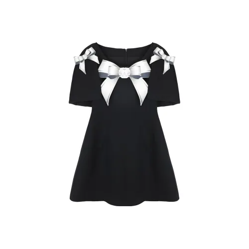 ITIB CHICTOPIA Черное Женское Короткое Платье с Рукавами