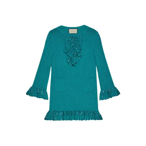 GUCCI Темно-синий Женские Длинные Платья с Рукавами