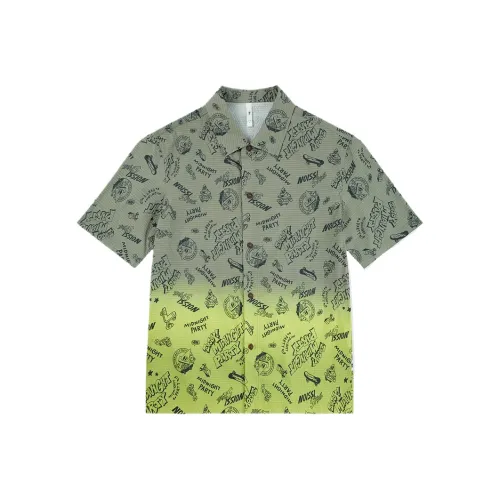 QIAODAN Sports Life Collection Рубашка Мужская Тауповый Зеленый с Градиентной Подкладочной Ткань Черная с Буквой и Надпись