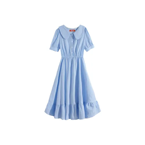 RTNH Короткий рукав Платье Женское Светло-синий