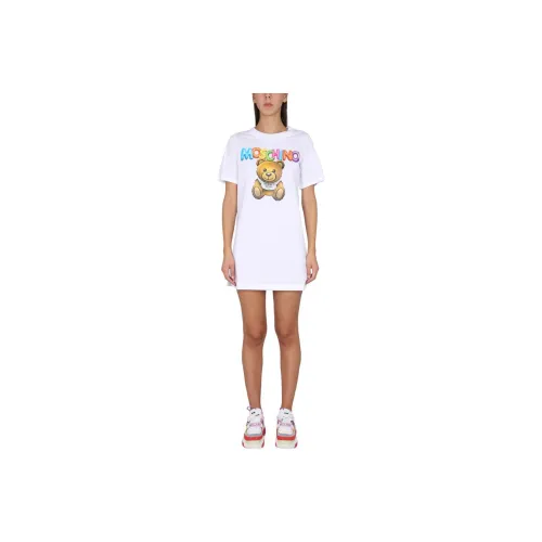 MOSCHINO Белое Женское Короткое Платье с Рукавами