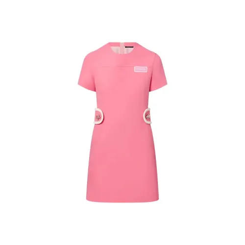LOUIS VUITTON Короткое платье с короткими рукавами женское розовое
