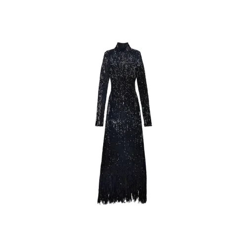 BALENCIAGA Черное Женское Длинное Платье с Рукавами