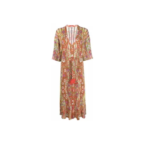 ETRO Апельсин Женские Длинные Платья с Рукавами