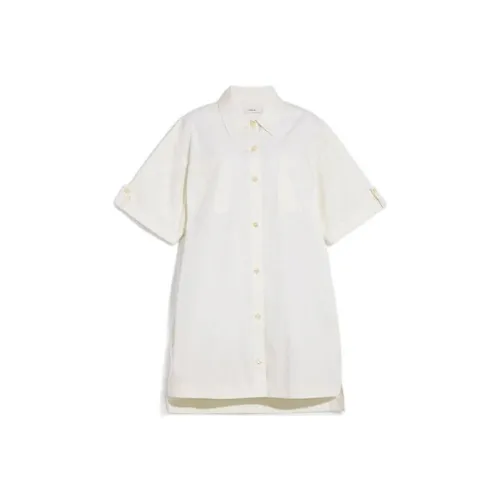 COACH Белое Женское Короткое Платье с Рукавами